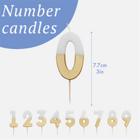 White & Gold Birthday Number Candles | 0-9 | Single |: 2