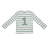 Bob & Blossom - Seafoam & White Breton Striped Number T Shirt