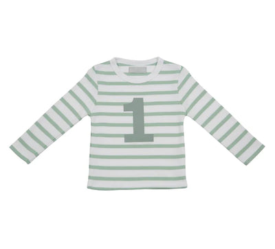Seafoam & White Breton Striped Number T-Shirt
