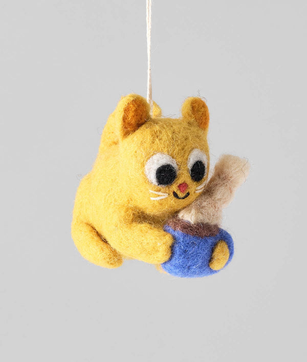 Chino, Cat and Mug Hanging Felt Ornament