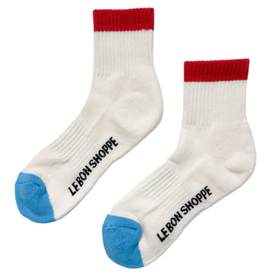 Colour Block Girlfriend Socks - Blue Red