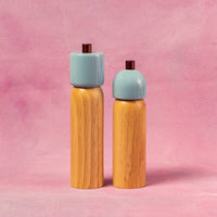 Large Salt & Pepper Grinder - Light Blue & Burgundy