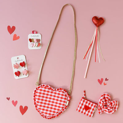 Gingham Love Heart Mini Purse