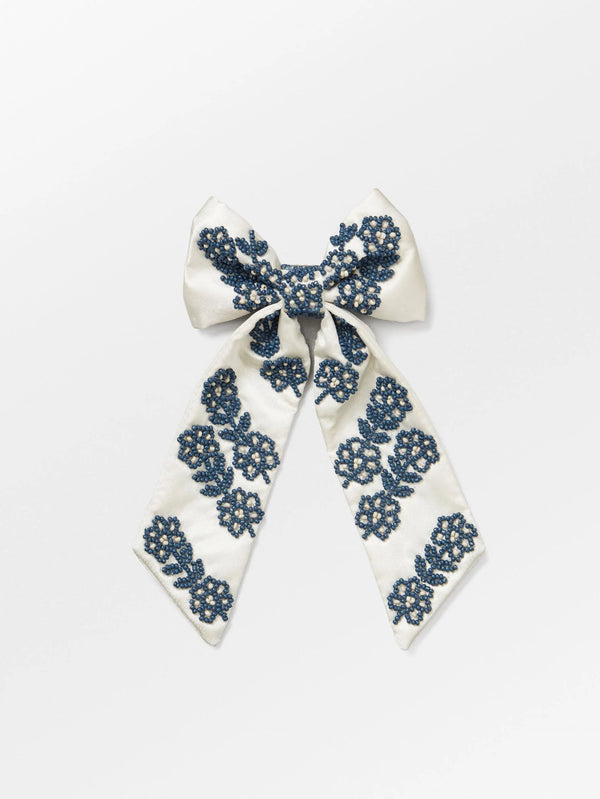Teila Beaded Bow Clip - Birch White