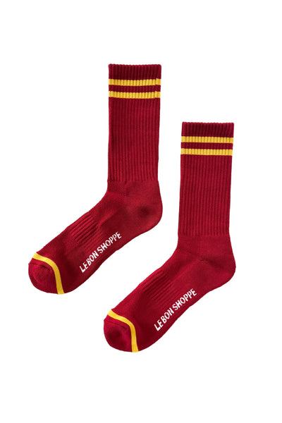 Extended Boyfriend Socks - Cardinal