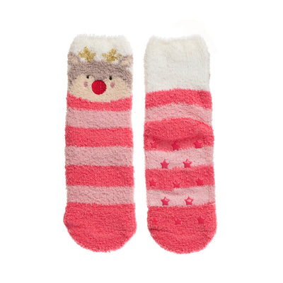 Reindeer Cosy Slipper Socks 9-12 Jnr