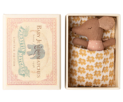 Sleepy Wakey Baby Mouse in Matchbox - Rose