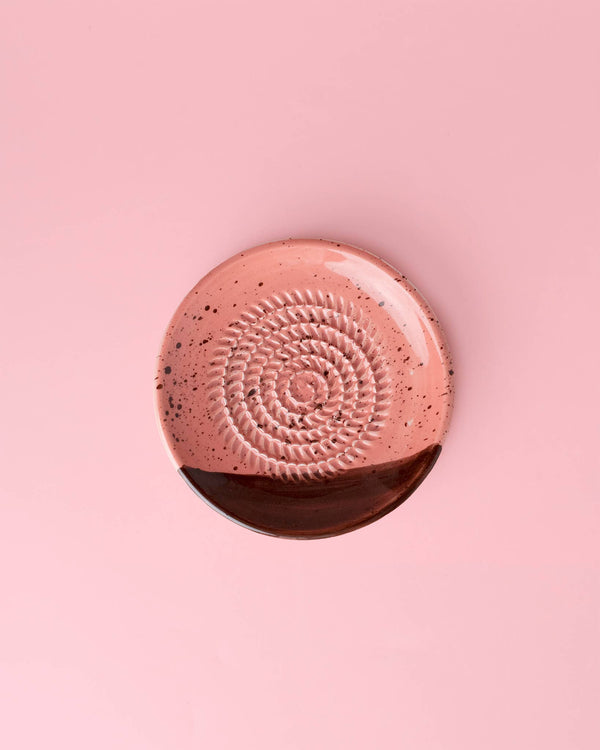 Small Ceramic Garlic Grater Plate - Chocolate