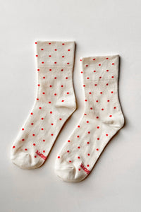 Polka Dot Sneaker Socks - Cacao/ Blue