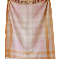 Recycled Wool Blanket in Orange Gradient Gingham