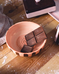 Large Ceramic Grater Plate & Spoon - Chocolate