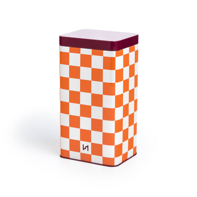 Airtight Tin Storage Container: Check Orange