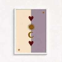 Queen of the Rodeo - Giclee Art Print - Sun, Moon and Heart (Mauve): A3