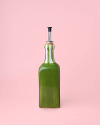 Artisanal Ceramic Olive Oil Dispenser - Green & White Roots