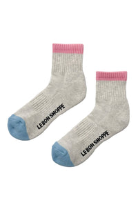 Color Block Girlfriend Socks - Grey/Pink