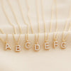 Tiny Pearl Initial Necklace - Gold - F