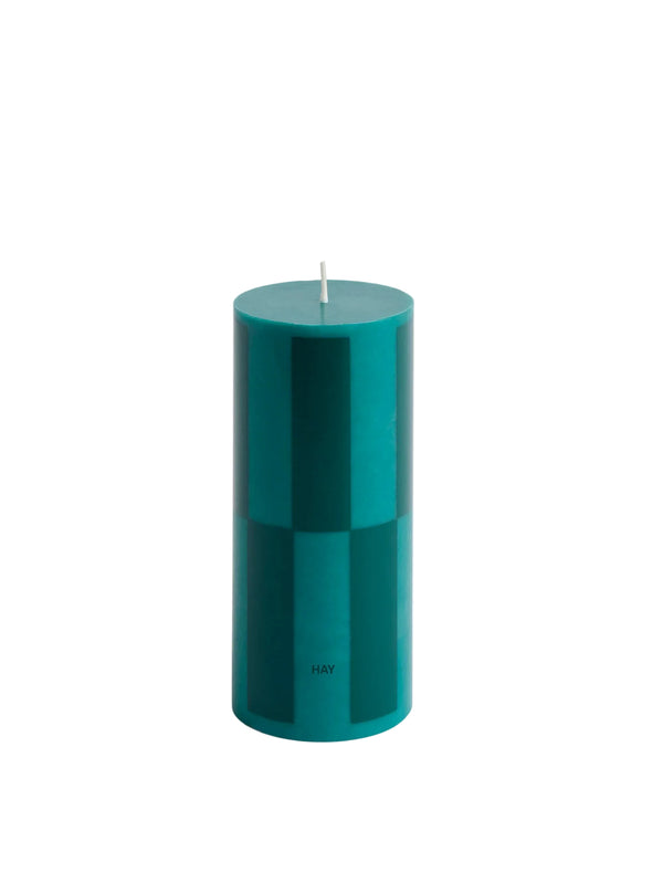 Column Candle - Small - Green with Dark Green Large Check
