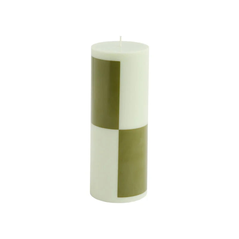 Medium Column Candle - Light Green/Army Green