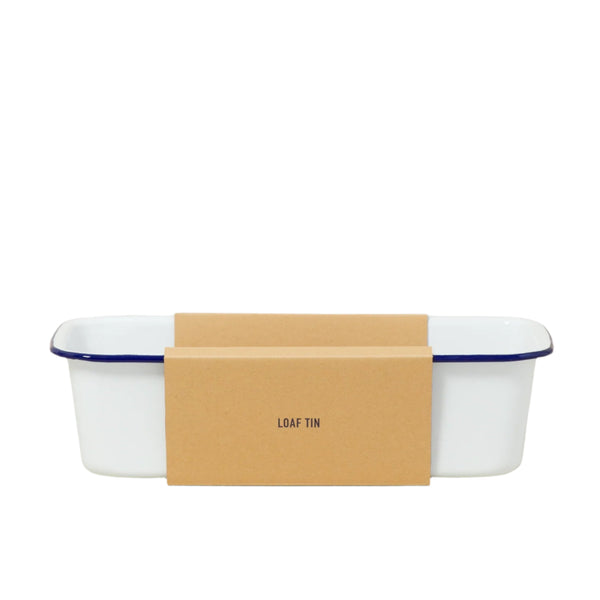 Loaf Tin - White with Blue rim