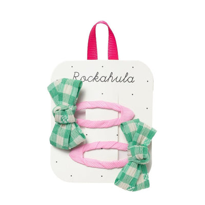 Gertie Gingham Twisty Bow Clips