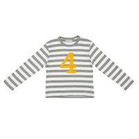 Grey Marl & White Breton Striped Number T-Shirt