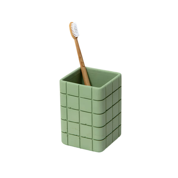 Tile Toothbrush Holder - Palm Green