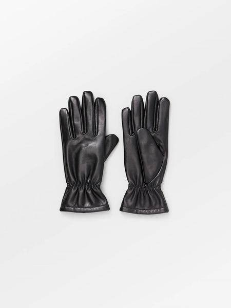 Smooth leather gloves - black