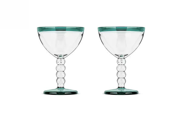 Nkuku - Thimma Champagne Glass - Clear & Teal - Single