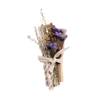 Palo Santo, Selenite, Incenses and Dried Flowers - Smudge Bundle
