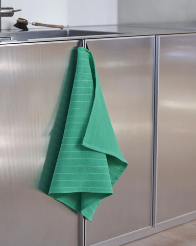 Canteen Tea Towel - Emerald Pinstripe