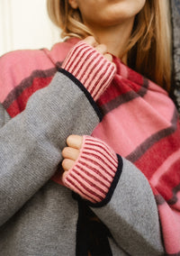Cashmere & Merino Wrist Warmers in Burgundy Two-Tone