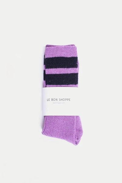 Le Bon Shoppe- Grandpa Varsity Socks (Orchid/Navy)