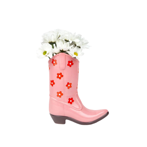 Cowboy Boot Vase - Pink