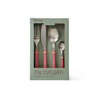 70's Cutlery Set of 16 - Raspberry