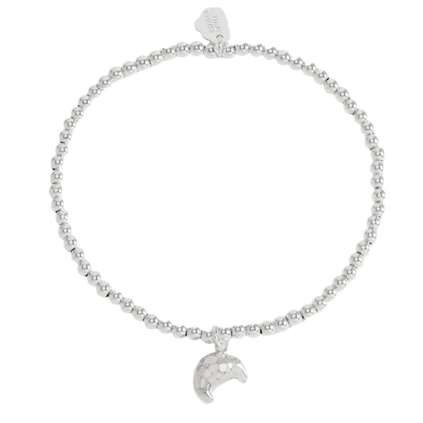Sienna Beaded Croissant Bracelet - Silver Plated