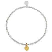 Sienna Beaded Puffy Heart Charm Bracelet - Gold & Silver Plated