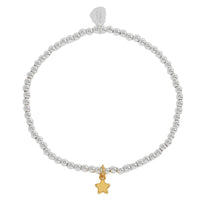Sienna Beaded Puffy Star Charm Bracelet - Gold & Silver Plated
