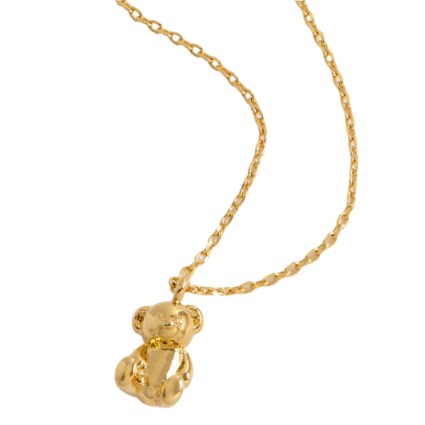 Teddy Bear Necklace - Gold Plated