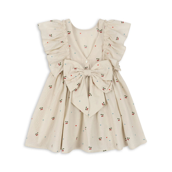Evia Bow Dress - Cherry Coeur