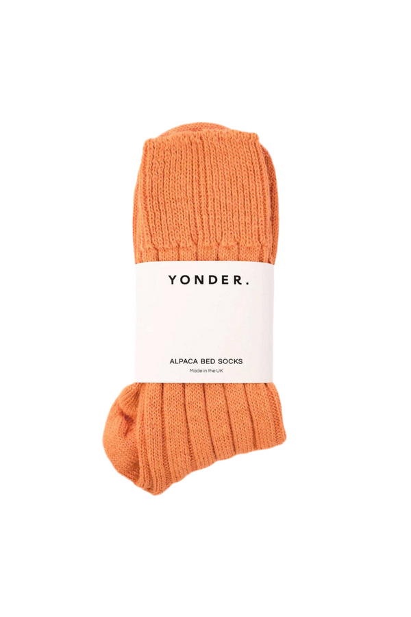 Alpaca Bed Socks - Tangerine (Size 4-8)