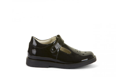 Evia T-Bar School Shoe - Black Patent Leather