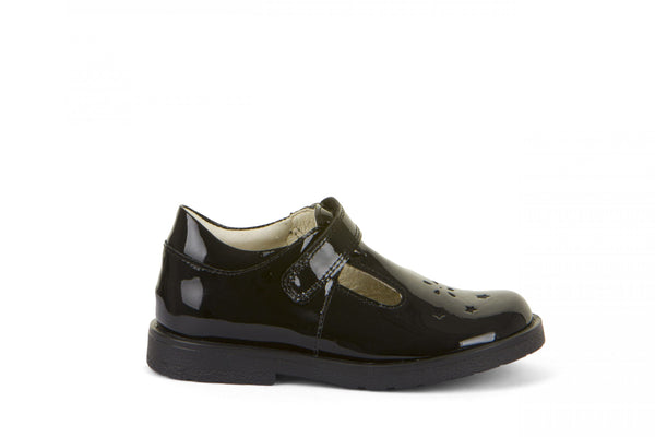Evia T-Bar School Shoe - Black Patent Leather