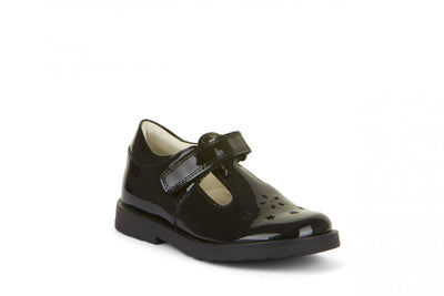 Evia T-Bar School Shoe - Black Patent Leather