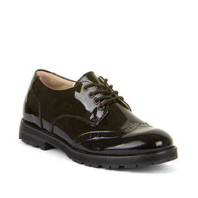 Charlie Laced School Shoe - Black Patent Leather