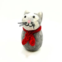 Mini Cat with Scarf Christmas Decoration - Black, Ginger or Grey