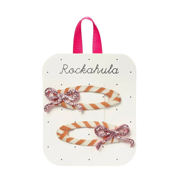 Stripy Glitter Bow Clips
