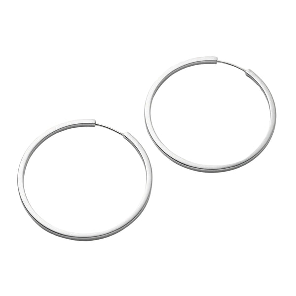Large Circle Line Hoops - Silver