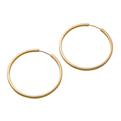 Large Circle Line Hoops - Gold Plated