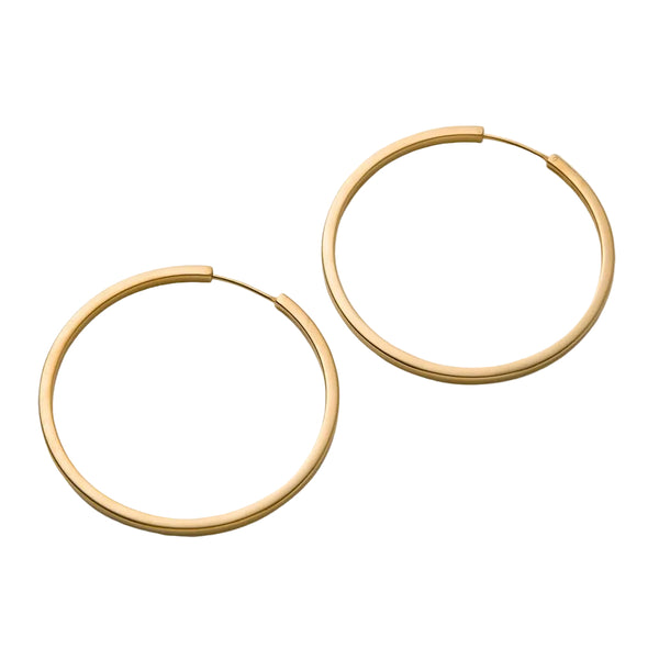 Large Circle Line Hoops - Gold Plated