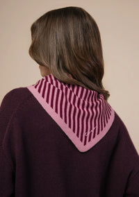 Merino Wool Triangle Scarf in Pink Stripe